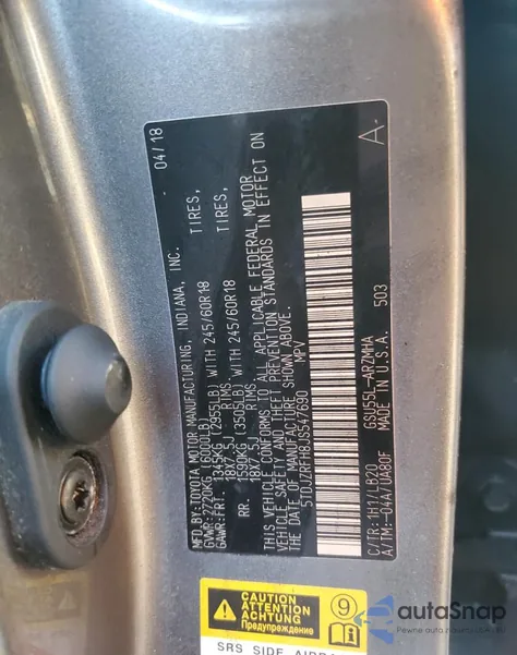 2018 Toyota Highlander Se from USA, damaged, VIN 5TDJZRFH8JS547690